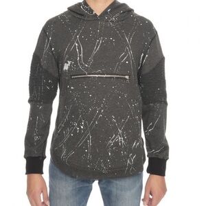 Men Charcoal Reason Cypress Splatter Motto Hoodie size M